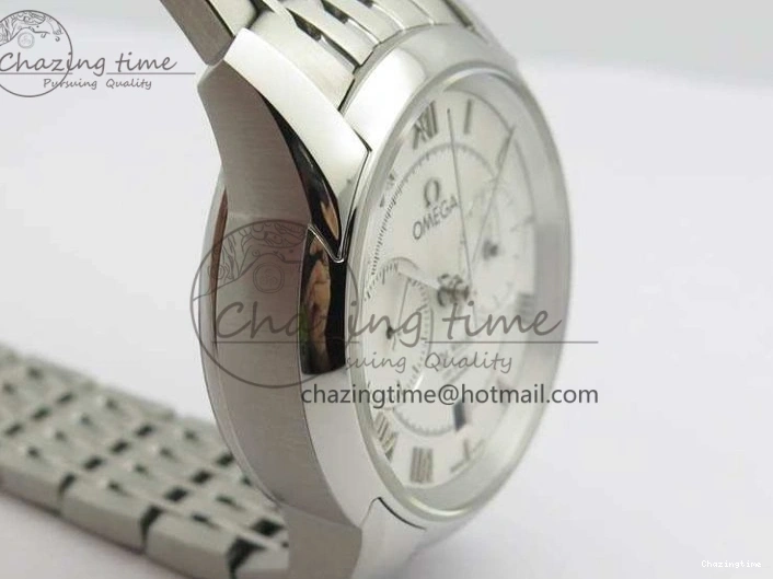 0409 HighQuality De Ville Chronograph SS OMF 1:1 Best Edition White Dial On SS Bracelet A 8151